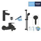 Набор смесителей 3 в 1 для ванной комнаты Grohe QuickFix Start Black UA303301MQ Фото - 12