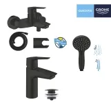 Набор смесителей 3 в 1 для ванной комнаты Grohe QuickFix Start Black UA303301SQ Фото - 9