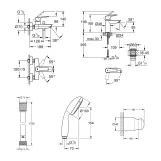 Набор смесителей 3 в 1 для ванной комнаты Grohe QuickFix Start Black UA303301SQ Фото - 1
