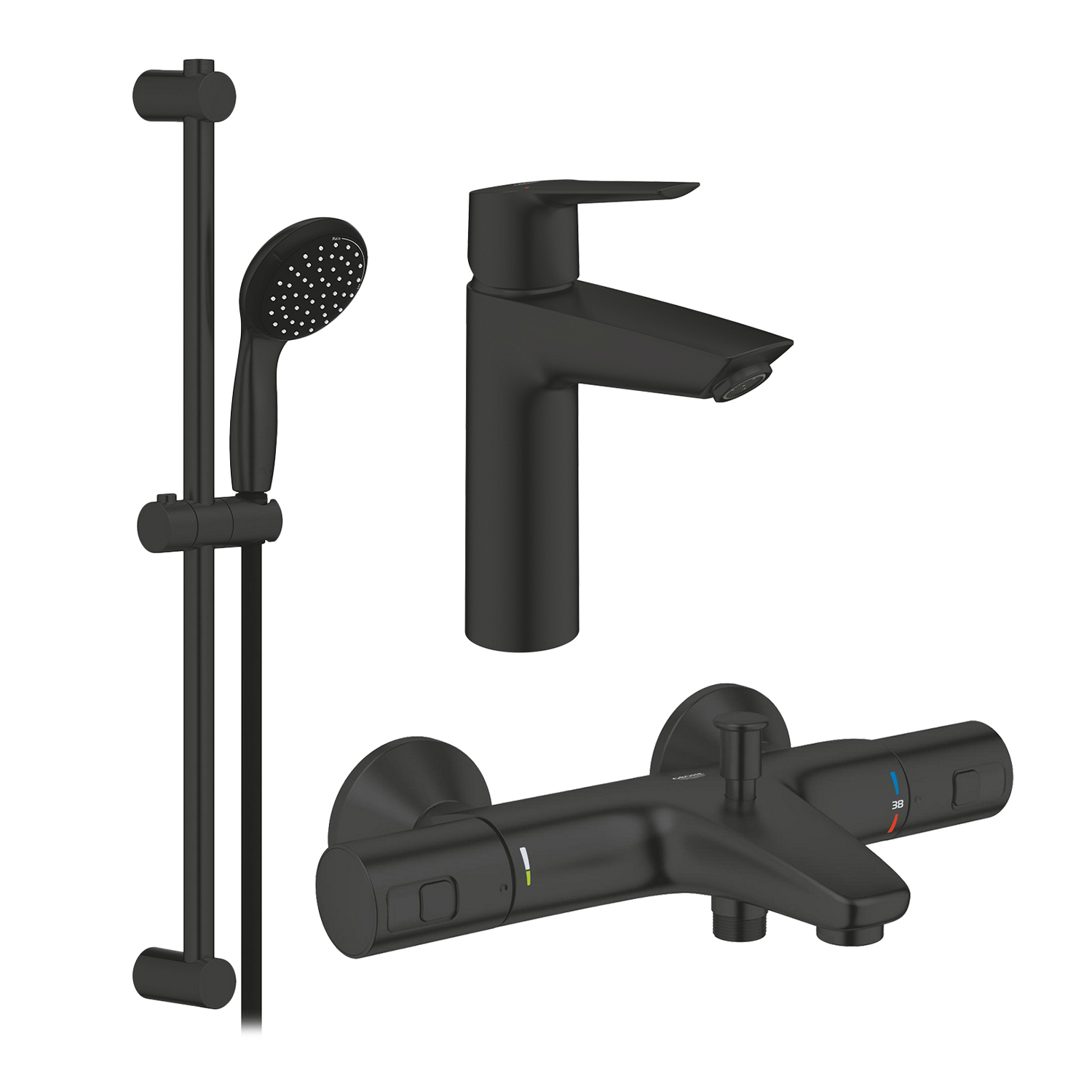 Набор смесителей 3 в 1 для ванной комнаты Grohe QuickFix Start Black UA303304TM