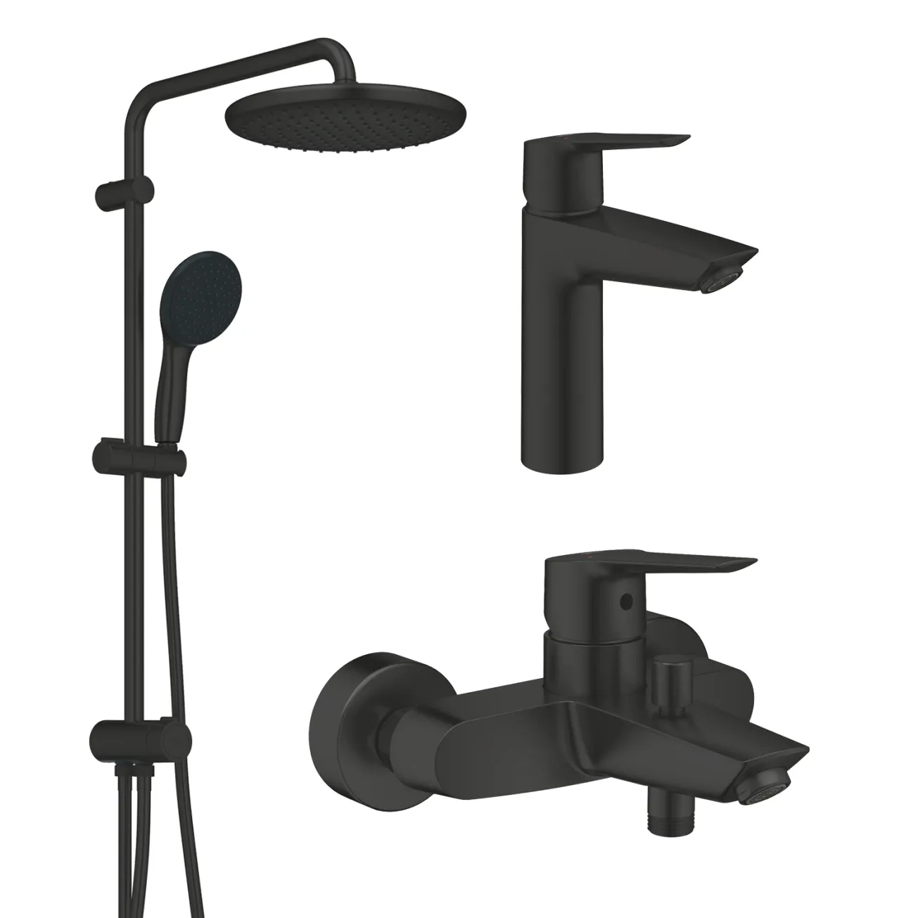 Набор смесителей 3 в 1 для ванной комнаты Grohe QuickFix Start Black UA303305RM