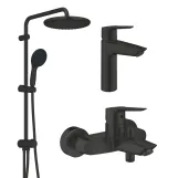 Набор смесителей 3 в 1 для ванной комнаты Grohe QuickFix Start Black UA303305RM