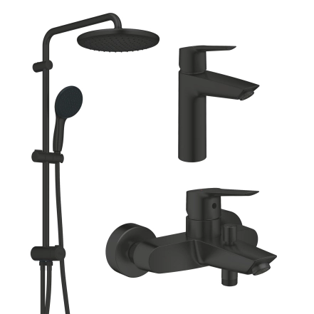 Набор смесителей 3 в 1 для ванной комнаты Grohe QuickFix Start Black UA303305RM