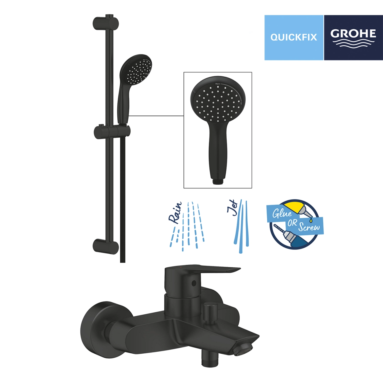 Смеситель для ванны Grohe QuickFix Start Black UA30330702 Фото - 8