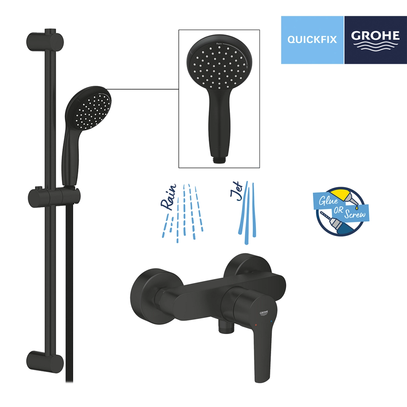 Змішувач для душу Grohe QuickFix Start Black UA30330801 Фото - 7
