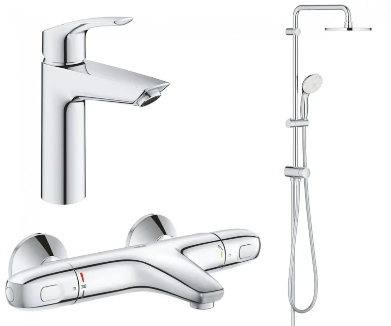 Набір змішувачів для ванни та душу Grohe Eurosmart New + Grohtherm 1000 (UA34102TS0)