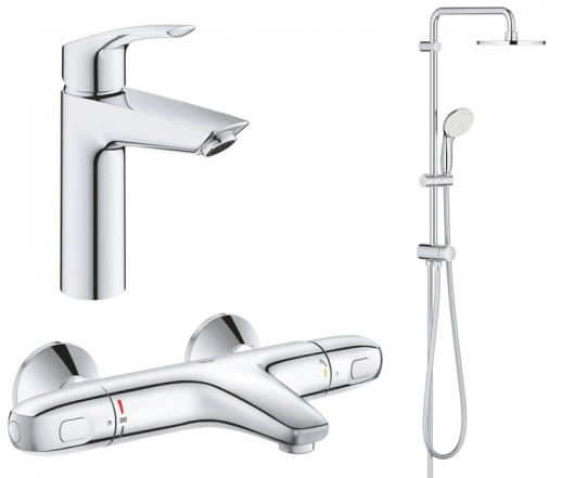 Набір змішувачів для ванни та душу Grohe Eurosmart New + Grohtherm 1000 (UA34102TS0)