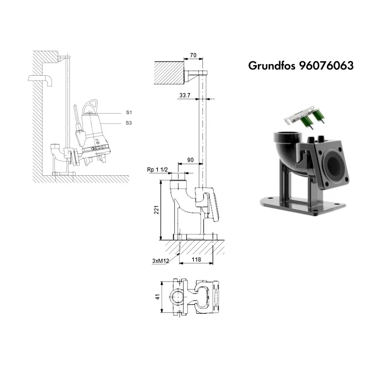 Автоматична муфта Grundfos DN40 (SEG) (96076063) Фото - 1