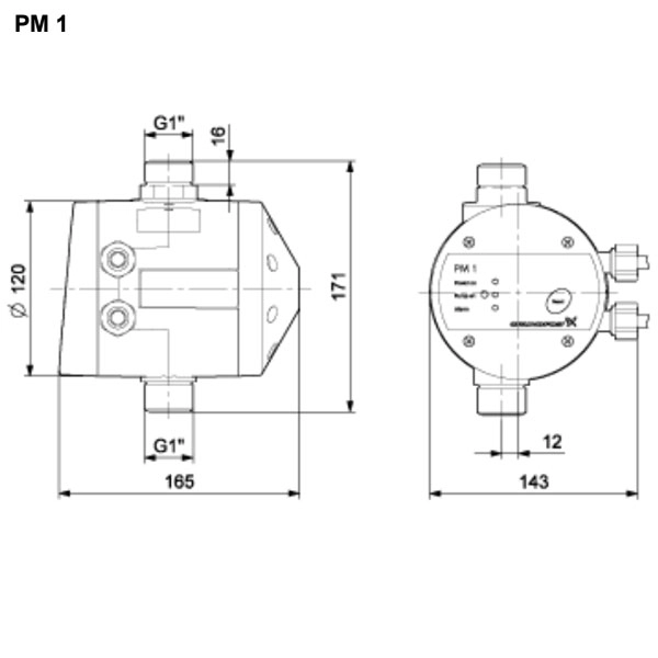 Реле тиску Grundfos PM1 15 1,5 бар (96848693) Фото - 1
