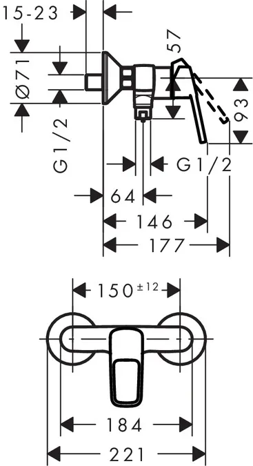 Набiр змiшувачiв Hansgrohe Logis Loop для душу, умивальник 100  (71151000+71247000+26553400) Фото - 3