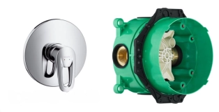 Змішувач для душу Hansgrohe Metropol E  (хром- золото) +IBOX universal прихована частина для змішувача