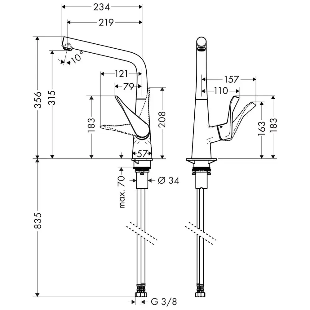 Змішувач для кухні Hansgrohe Metris 219мм, хром (14822000) Фото - 1