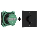 Термостат прихованого монтажу  Hansgrohe SHOWER SELECT COMFORT E  для 2 споживачів, чорний матовий+IBOX universal 2.0  прихована частина для зміш(в подарунок)