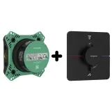 Термостат скрытого монтажа Hansgrohe SHOWER SELECT COMFORT Q для 2х потребителей, черный матовый+IBOX universal 2.0 скрытая часть для смесителя (в подарок)