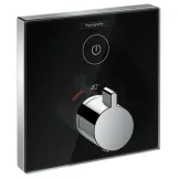 Термостат скрытого монтажа для одного потребителя Hansgrohe ShowerSelect, стеклянный, черный/хром