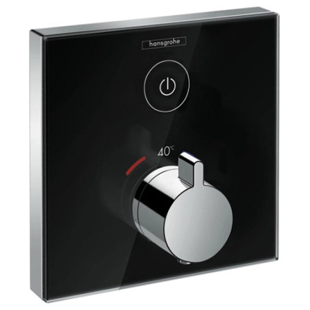 Термостат скрытого монтажа для одного потребителя Hansgrohe ShowerSelect, стеклянный, черный/хром
