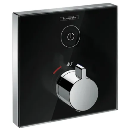 Термостат прихованого монтажу  для одного споживача Hansgrohe ShowerSelect , скляний, чорний/хром