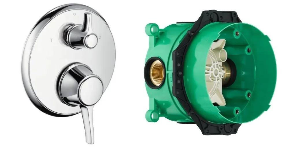 Термостат Hansgrohe Ecostat Classic с запорным/ переключающим вентилем+IBOX universal скрытая часть для смесителя