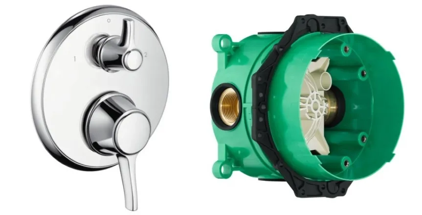 Термостат Hansgrohe Ecostat Classic с запорным/ переключающим вентилем+IBOX universal скрытая часть для смесителя