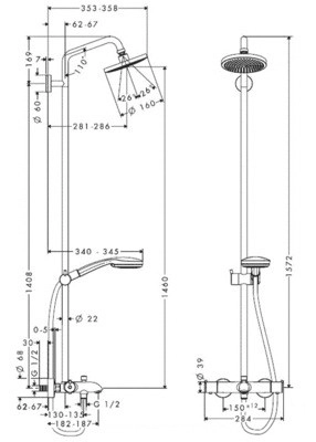Душовий набір Hansgrohe  Croma Showerpipe (27143000) Фото - 1