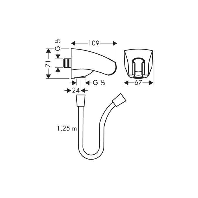 Душовий тримач Hansgrohe Porter E зі шлангом  27507000 Фото - 1