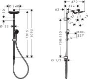 Душова система  Hansgrohe ACTIVERA S 240 1jet Showerpipe  Reno, хром Фото - 3