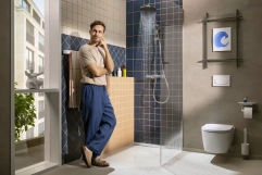 Душова система з термостатом для ванни Hansgrohe ACTIVERA S 240 1jet EcoSmart Showerpipe, хром Фото - 3