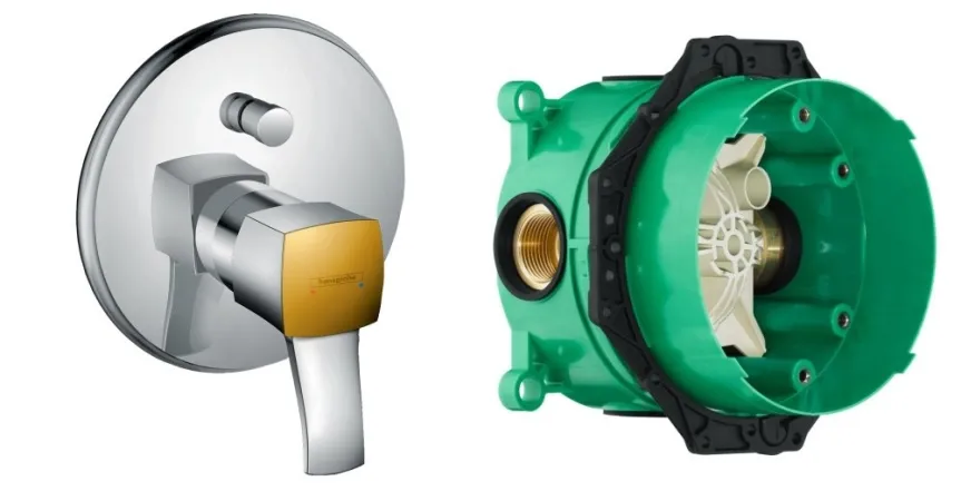 Смеситель для ванны Hansgrohe METROPOL Classic однорычажный,скрытый монтаж, хром/золото+IBOX universal скрытая часть для смесителя