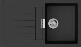 Мийка кухонна Hansgrohe S52, граніт, прямокутник, з крилом, 840х480х190мм, чаша - 1, врізна, S520-F345, чорний графіт