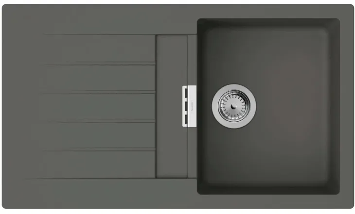 Мойка кухонная Hansgrohe S52, гранит, прямоугольник, с крылом, 840х480х190мм, чаша - 1, врезная, S520-F345, серый камень