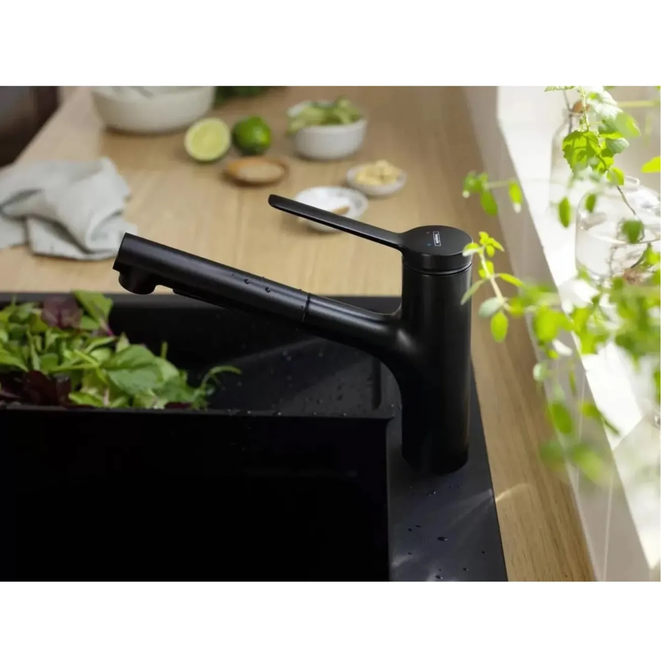 Набор для кухни Hansgrohe, гранитная мойка S520-F345 + смеситель. Zesis M33, черный графит-черный матовый Фото - 4