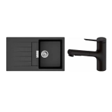 Набір для кухні Hansgrohe , гранітна мийка S520-F345 + зміш. Zesis M33, чорний графіт-чорний матовий