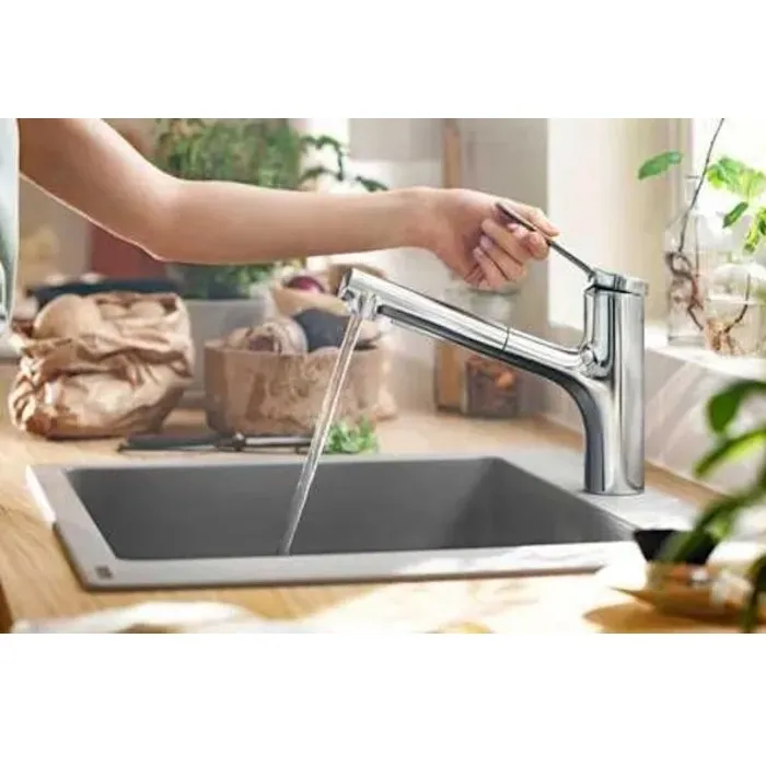 Набір для кухні Hansgrohe , гранітна мийка S520-F345 + зміш. Zesis M33, сірий камінь-сталь Фото - 4