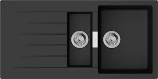 Мийка кухонна Hansgrohe S52, граніт, прямокутник, з крилом, 980х480х190мм, чаша - 1.5, накладна, S520-F530, чорний графіт