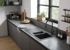 Мийка кухонна Hansgrohe S52, граніт, прямокутник, з крилом, 980х480х190мм, чаша - 1.5, накладна, S520-F530, чорний графіт Фото - 3