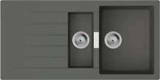 Мойка кухонная Hansgrohe S52, гранит, прямоугольник, с крылом, 980х480х190мм, чаша - 1.5, врезная, серый камень