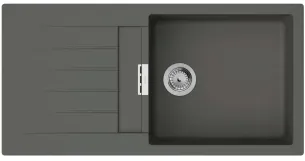 Мийка кухонна Hansgrohe S52, граніт, прямокутник, з крилом, 980х480х190мм, чаша - 1, врізна, S52-F480, сірий камінь