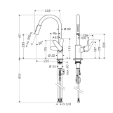 Набор для кухни Hansgrohe, гранитная мойка S520-F480 + смеситель. Focus M41, дозатор A41, серый камень-сталь Фото - 3