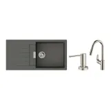 Набір для кухні Hansgrohe , гранітна мийка S520-F480 + зміш. Focus M41, дозатор A41, сірий камінь-сталь
