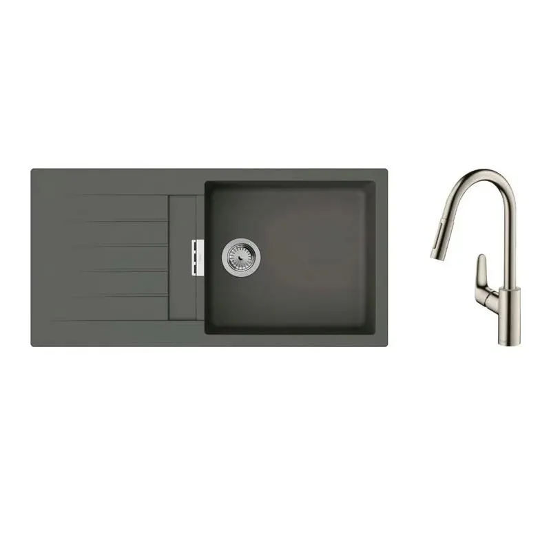 Набір для кухні Hansgrohe , гранітна мийка S520-F480 + зміш. Focus M41, сірий камінь-сталь