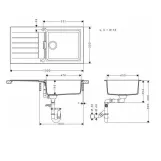 Набір для кухні Hansgrohe , гранітна мийка S520-F480 + зміш. Focus M41, сірий камінь-сталь Фото - 3