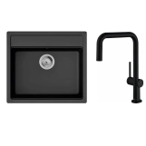 Набор для кухни Hansgrohe, гранитная мойка S520-F510 + смеситель. Talis M54, черный графит-черный матовый