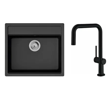 Набір для кухні Hansgrohe , гранітна мийка S520-F510 + зміш. Talis M54, чорний графіт-чорний матовий