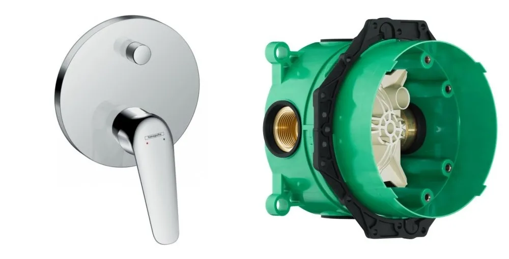 Смеситель для ванны Hansgrohe NOVUS, однорычажный, хром+IBOX universal скрытая часть для смесителя