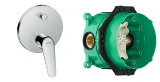 Смеситель для ванны Hansgrohe NOVUS, однорычажный, хром+IBOX universal скрытая часть для смесителя