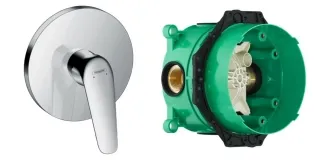 Смеситель для душа Hansgrohe NOVUS, однорычажный, скрытый монтаж, хром+ IBOX universal скрытая часть для смесителя