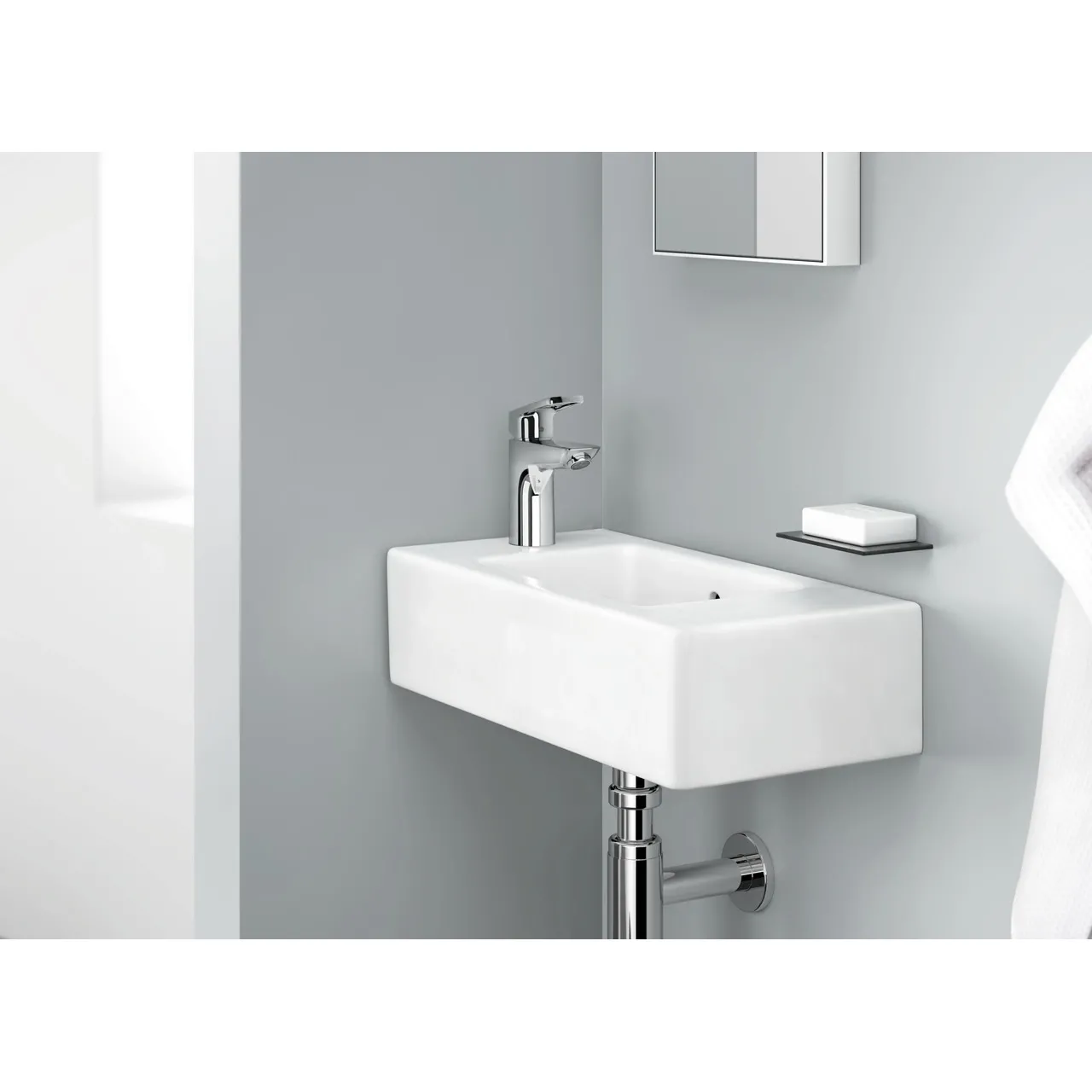 Змішувач для умивальника Hansgrohe Logis Loop 100 одноважiльний, зі зливним гарнітуром, хром Фото - 5
