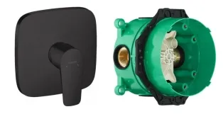 Смеситель для душа Hansgrohe TALIS E, однорычажный, матовый черный+IBOX universal скрытая часть для смесителя