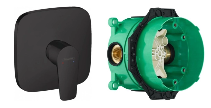 Змішувач для душу Hansgrohe TALIS E, одноважільний, матовий чорний+IBOX universal прихована частина для змішувача