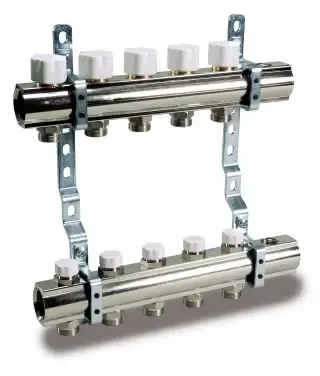 Колектор Heat-PEX з н/ж сталі з мікрометричними кранами на 3 виходи